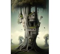 Abstract Beautiful Tree Houseny Puzzle for Adults Educational Intellectual Jigsaw Puzzle,Beautiful Fantasy Puzzles for Adults Fun Game_300pcs