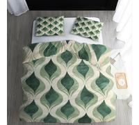 ECOTOS Abstract Bedding Emperor Size, Green Duvet Cover Sets, Luxury Reversible Quilt Cover & 2 Pillowcases with Zipper Closure, Comfy Soft Easy Care Breathable Microfibre Bed Set