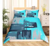 Abstract Bedding Set Modern Abstract Art Comforter Cover for Boys Girls Children Teal Blue Pattern Bedding Duvet Cover Set Room Decor King Size Bedspread Cover 3Pcs