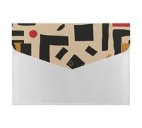 Abstract Beige Black Grid Portable File Organizer with Multiple Pockets, Accordion Expanding Folder for Desk Supplies