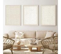 Abstract Beige Canvas Wall Art Boho Mid Century Modern Prints Line Art Paintings White Large Artwork Poster Neutral Minimalist Picture 16x24inchx3 No Frame