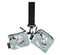 Abstract Bird Animal Asian Women's Coin Wallet Card Holder Small Detachable Identity Card Protector with Zipper Pocket for Ladies Girls 2 Packs, Abstract Bird Animal Asian, One Size