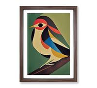 Abstract Bird Framed Wall Art Print A2 Walnut