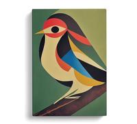 Abstract Bird No.4 Green, Peach, Green Canvas Print | Gallery Wrapped 30mm Frame Wall Art | 30x20 inches | Ready to Hang | Abstract Animals Picture | Living Room Bedroom Lounge Office