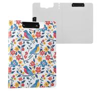 Abstract Birds and Flowers Clipboard Folder, A4 Size Folder Clipboard with Pen Slot for Office School