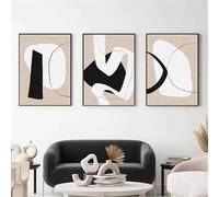 Abstract Black and White Line Wall Art Canvas Painting Boho Beige Posters and Prints Modern Wall Pictures Living Room Decor(70x140cm(28x55in)/Without frame)