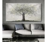 Abstract Black and White Tree of Life Poster Modern Oil Painting Print on Canvas Wall Art Picture for Living Room Decor 60x120cm Frameless