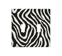 Abstract Black and White Wavy Lines Pattern Zebra Double Gang Toggle Light Cover Wall Plate Switch Decor Standard Size - 11.4x11.4cm