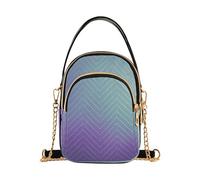 Abstract Black Blue Color Gradient Shoulder Handbag Women Cute Print Chain Wallet Cell Phone Purse Quilted Zipper Designer Bowler Tote