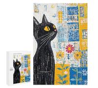 Abstract Black Cat Art Print Puzzle 1000 Teile Schwer Puzzle Spielzeug Lernspiel Impossible Herausforderungsspielzeug Für Erwachsene Kinder 1000 PCS