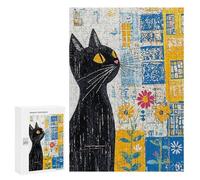 Abstract Black Cat Art Print Puzzle 1000 Teile Schwer Puzzle Spielzeug Lernspiel Impossible Herausforderungsspielzeug Für Erwachsene Kinder 300 PCS