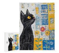 Abstract Black Cat Art Print Puzzle 1000 Teile Schwer Puzzle Spielzeug Lernspiel Impossible Herausforderungsspielzeug Für Erwachsene Kinder 500 PCS