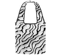 Abstract Black & White Reversible Canvas Shoulder Tote - Double-Sided Print, 12oz Cotton, 27cm Drop, Fold-Flat Bag for Travel, Shopping, Street Outings