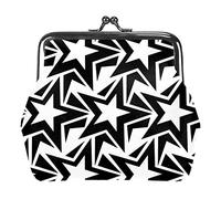 Abstract Black White Stars Pattern Women’s PU Leather Coin Wallets Girls Mini Buckle Coin Purse Pouch