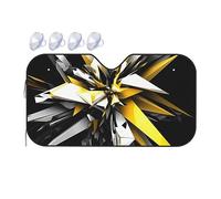 Abstract Black White Yellow Car Windshield Sun Shade Foldable Car Front Window Sunshade for Sun, Heat and UV Rays, Auto Sun Blocker Visor Protector for Cars, SUVs Small