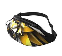 Abstract Black White Yellow Fanny Pack for Men Women, Waterproof Sports Waist Bag Fashion Belt Bag Crossbody Bags Hip Bum Bag with Adjustable Strap Large Sling Bag Purse for Travel Hiking