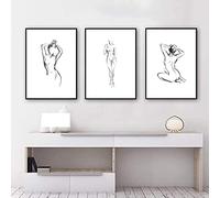 Abstract Black Woman Body Wall Art Line Drawing Canvas Art Minimalist Woman Print One Line Art Wall Decor for Living Room Bathroom Minimalist Wall Art Feminine Silhouette Art 16x24inch No Frame