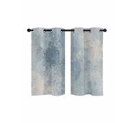 Abstract Blackout Curtains for Bedroom Living Room, Vintage Blue Grey Mottled Distressed Wall Texture 39 In Long Thermal Insulated Room Darkening Drapes Grommet Window Treatments, 27.5 x 39 In