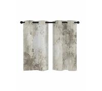 Abstract Blackout Curtains for Bedroom Living Room, Vintage Brown Grey Mottled Distressed Wall Texture 39 In Long Thermal Insulated Room Darkening Drapes Grommet Window Treatments, 27.5 x 39 In