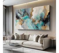 Abstract Blending Marble Texture Canvas Wall Art Decor, Green Black Frameless Art Prints for Living Room Bedroom, Home Office Wall Decoration, Sophisticated Aesthetic Room Decor 40L x 30W cm