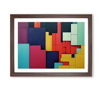 Abstract Block Colour Vol.4 Framed Print | A3 Walnut Framed Wall Art | Ready to Hang | Abstract Fantasy Picture | Living Room Bedroom Lounge Office