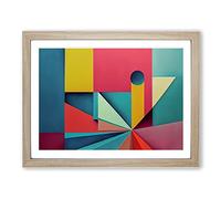 Abstract Block Colour Vol.5 Framed Print | A3 Oak Framed Wall Art | Ready to Hang | Abstract Fantasy Picture | Living Room Bedroom Lounge Office