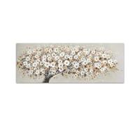 Abstract Blooming White Flowers Tree Painting Print on Canvas Still Life Artworks Wall Art Poster Living Room Bedroom 70x210cm No frame