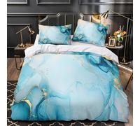 Abstract blue art 3D Print 3 Piece Set Duvet Cover Modern fluid design Quilt Cover Microfiber Invisible Zipper Allergy Free for Boys Girls Adults Super king（260x220cm）