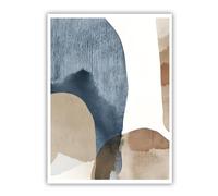 Abstract Blue Beige Canvas Wall Art Modern Minimalist Painting Neutral Artwork Mural Contemporary Poster Print for Office Home Decor 90x110cm Frameless