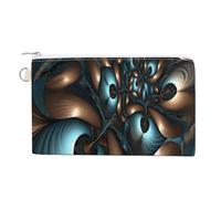Abstract Blue Brown Coin Purse with Zipper Coin Wallet Coin Pouch Canvas Change Purse Pouch Zero Wallet Coin Bag