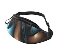 Abstract Blue Brown Fanny Pack for Men Women Crossbody Waist Bag Waterproof Sports Belt Bag Outdoor Hip Pack