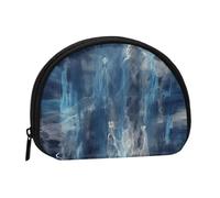 Abstract Blue Coin Purse for Women Men, Chic Mini Change Pouch with Zipper, Small Coin Bag Shell Handbags Fashion Change Purse Wallets for Keys, Lipstick, and Earphones