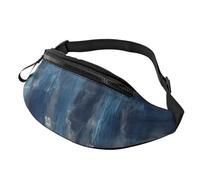 Abstract Blue Fanny Pack for Men Women, Waterproof Sports Waist Bag Fashion Belt Bag Crossbody Bags Hip Bum Bag with Adjustable Strap Large Sling Bag Purse for Travel Hiking