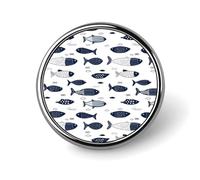 Abstract Blue Fish Print Enamel Pins for Backpack - Cute Jacket Coat Hat Bags Badge Pins, Funny Unique Novelty Button Pin Women Men Fashion Jewelry Accessories