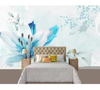 Abstract Blue Flowers Leaves Creative 3D Wallpaper Premium Textured Silk Study Dining Living Room Bedroom Sofa TV Wall Easy Install-200cm×140cm