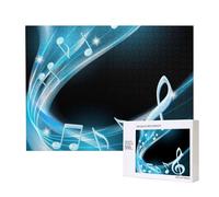Abstract Blue Free Neon Light Music Notes,500 Pieces Wooden Jigsaw Family Game Jigsaw Puzzles for Adults Teens Home Decor