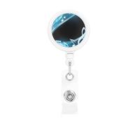 Abstract Blue Free Neon Light Music Notes, Retractable Badge Holder,Badge Reels Holder with ID Clip Alligator Clip