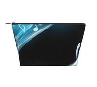 Abstract Blue Free Neon Light Music Notes, Toiletry Pouch Makeup Bag Cosmetic Bag Portable Travel Toiletry Bag