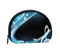 Abstract Blue Free Neon Light Music Notes, Women's Storage Bag Shell Makeup Bag Small Coin Purse Shell Change Pouch