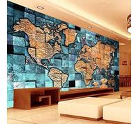 Abstract Blue Geometric World Map Creative 3D Wallpaper Textured Silk Easy Install Living Room Sofa Bedroom Dining Room Home Decoration Wall-430cm×300cm