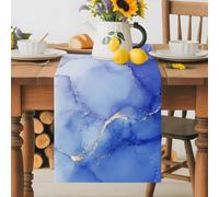Abstract Blue Gradient Fluid Art Table Runner 72 Inches Long,Table Runners Kitchen Dining Tables Decoration for Home Party Decor, Modern Marble Texture Tables Runner Wedding Dresser Scarf