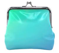 Abstract Blue Green Nature Gradient Leather Coin Purses & Pouches Cute Buckle Kiss Lock Card Change Purse for Girls, Abstract Blue Green Nature Gradient, Classic, Abstract Blue Green Nature Gradient