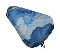 Abstract Blue Marble Watercolor Bike Seat Cover Waterproof Oxford Fabric, Universal Adjustable Bicycle Saddle Cover with Drawstring Easy Install Protective Rain Dust Covers for Women Men