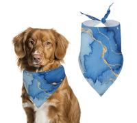Abstract Blue Marble Watercolor Dog Bandanas for Feeding Grooming, Triangle Pet Bibs for Cats & Dogs Washable Fashion Pets Scarf for Party Travel 27.6 X 11.8 Inch