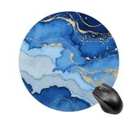Abstract Blue Marble Watercolor Round Mouse Pad 7.8 Inch, Portable Gaming Mouse Mat with Non-Slip Rubber Base & Smooth Surface, Waterproof Mousepad for PC, Laptop, Computer, Office, Home