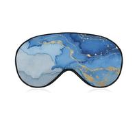 Abstract Blue Marble Watercolor Sleep Mask for Women Men, Soft Eye Mask with Adjustable Strap for Sleeping, Light Blocking Travel Blindfold for Nap Comfortable Eye Cover for Home Office