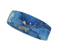 Abstract Blue Marble Watercolor Sports Sweatband 15" Polyester Hairband Absorbent Quick-Dry Headband for Running, Yoga