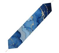 Abstract Blue Marble Watercolor Table Runner for Dining Table, Short Plush Runners Washable & Durable Tablerunner Modern Home Decor for Wedding, Kitchen, Holiday 200*33cm