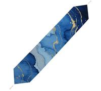 Abstract Blue Marble Watercolor Table Runner for Dining Table, Short Plush Runners Washable & Durable Tablerunner Modern Home Decor for Wedding, Kitchen, Holiday 229*33cm