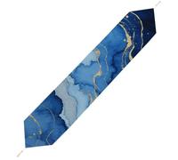 Abstract Blue Marble Watercolor Table Runner for Dining Table, Short Plush Runners Washable & Durable Tablerunner Modern Home Decor for Wedding, Kitchen, Holiday 178*33cm